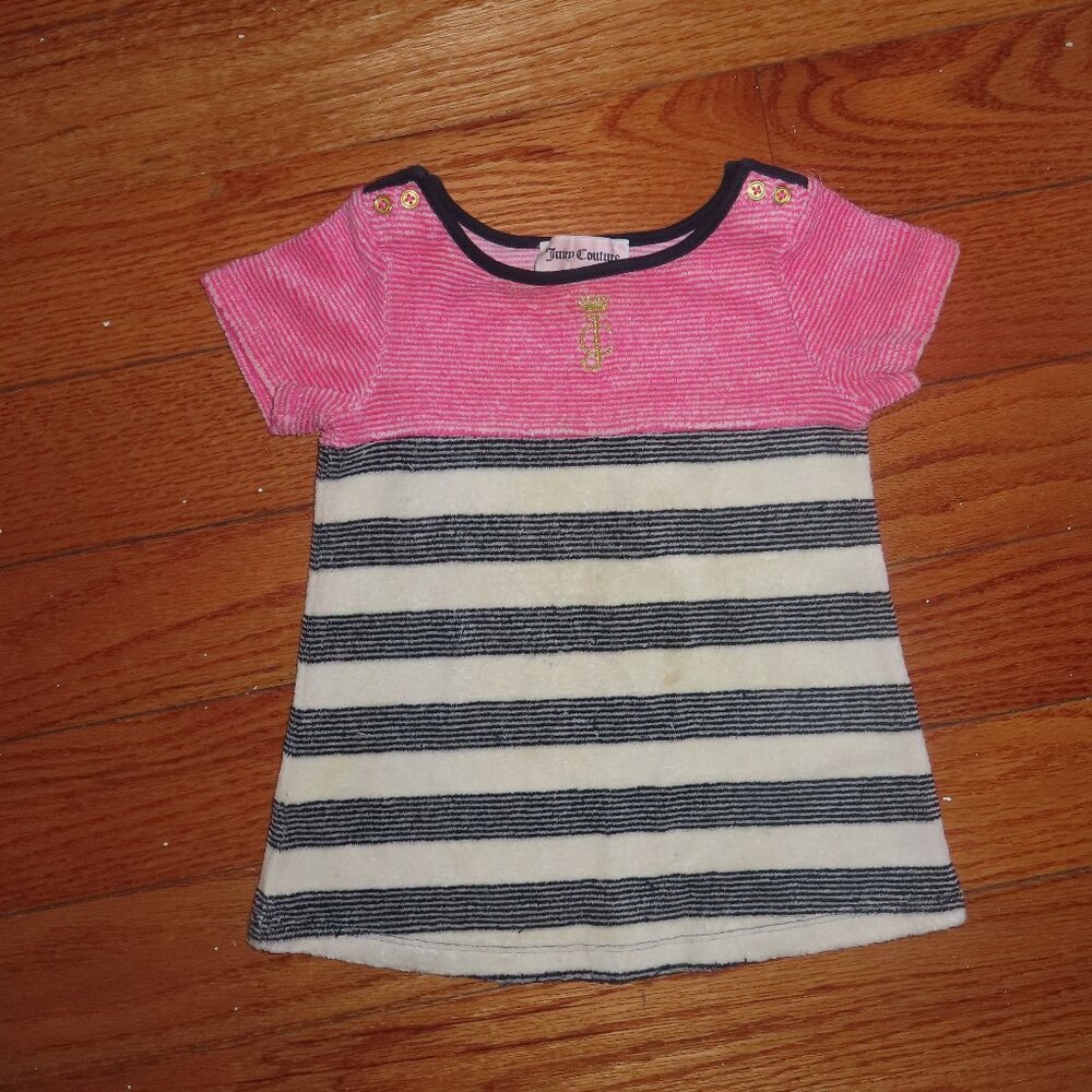Used Juicy Couture Baby Striped Top with Shoulder Button Detail